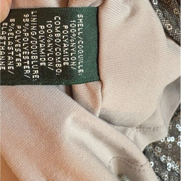 Ralph Lauren‎ Black Gray Sequined Mesh Ruched Sheath Cocktail Party Dress Size 8 - Picture 8 of 13